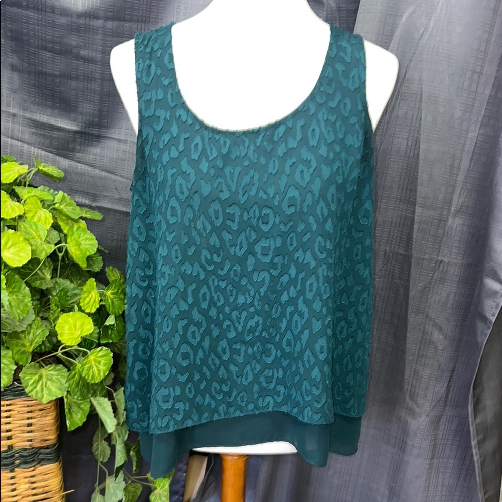 Boxy Green and Blue Tank Top with Wide Straps